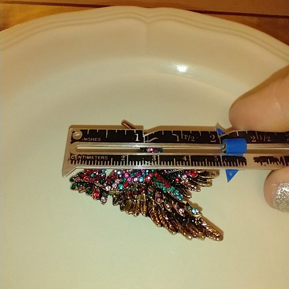 Colorful Rhinestone Hummingbird Brooch - Picture 2 of 4